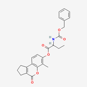 molecular formula C25H25NO6 B11151333 6-Methyl-4-oxo-1,2,3,4-tetrahydrocyclopenta[c]chromen-7-yl 2-{[(benzyloxy)carbonyl]amino}butanoate 