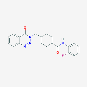 molecular formula C21H21FN4O2 B11151386 trans-N-(2-fluorophenyl)-4-[(4-oxo-1,2,3-benzotriazin-3(4H)-yl)methyl]cyclohexanecarboxamide 