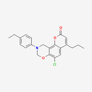 molecular formula C22H22ClNO3 B11151394 6-chloro-9-(4-ethylphenyl)-4-propyl-9,10-dihydro-2H,8H-chromeno[8,7-e][1,3]oxazin-2-one 