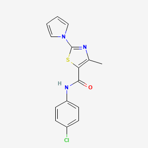 molecular formula C15H12ClN3OS B11151411 N-(4-chlorophenyl)-4-methyl-2-(1H-pyrrol-1-yl)-1,3-thiazole-5-carboxamide 