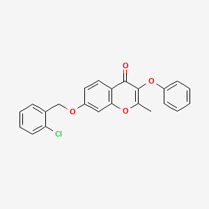 molecular formula C23H17ClO4 B11151417 7-[(2-chlorophenyl)methoxy]-2-methyl-3-phenoxy-4H-chromen-4-one 