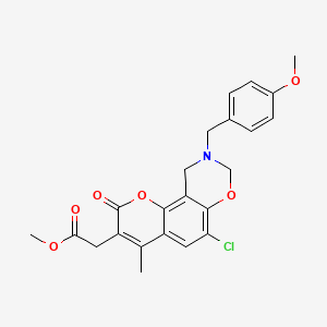 methyl [6-chloro-9-(4-methoxybenzyl)-4-methyl-2-oxo-9,10-dihydro-2H,8H-chromeno[8,7-e][1,3]oxazin-3-yl]acetate