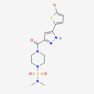 molecular formula C14H18BrN5O3S2 B11151539 4-{[5-(5-bromo-2-thienyl)-1H-pyrazol-3-yl]carbonyl}-N~1~,N~1~-dimethyltetrahydro-1(2H)-pyrazinesulfonamide 