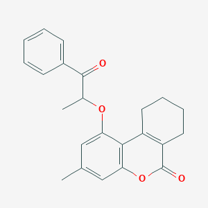 molecular formula C23H22O4 B11151569 3-methyl-1-(1-methyl-2-oxo-2-phenylethoxy)-7,8,9,10-tetrahydro-6H-benzo[c]chromen-6-one 