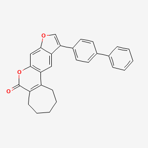 molecular formula C28H22O3 B11151578 11-(4-biphenylyl)-2,3,4,5-tetrahydrocyclohepta[c]furo[3,2-g]chromen-6(1H)-one 