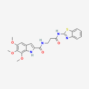 molecular formula C22H22N4O5S B11151606 N~2~-[3-(1,3-benzothiazol-2-ylamino)-3-oxopropyl]-5,6,7-trimethoxy-1H-indole-2-carboxamide 