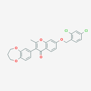 molecular formula C26H20Cl2O5 B11151627 7-[(2,4-dichlorobenzyl)oxy]-3-(3,4-dihydro-2H-1,5-benzodioxepin-7-yl)-2-methyl-4H-chromen-4-one 