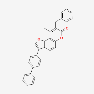 molecular formula C32H24O3 B11151707 8-benzyl-3-(4-biphenylyl)-4,9-dimethyl-7H-furo[2,3-f]chromen-7-one 