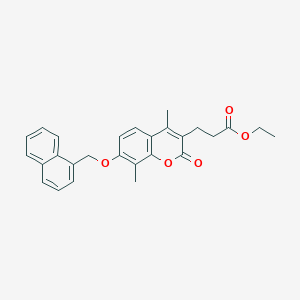 molecular formula C27H26O5 B11151730 ethyl 3-[4,8-dimethyl-7-(1-naphthylmethoxy)-2-oxo-2H-chromen-3-yl]propanoate 