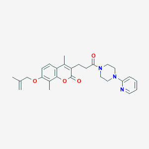 molecular formula C27H31N3O4 B11151750 4,8-dimethyl-7-[(2-methylallyl)oxy]-3-{3-oxo-3-[4-(2-pyridyl)piperazino]propyl}-2H-chromen-2-one 