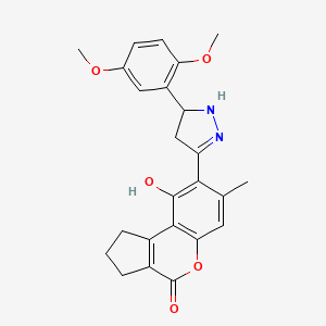 molecular formula C24H24N2O5 B11151792 8-[5-(2,5-dimethoxyphenyl)-4,5-dihydro-1H-pyrazol-3-yl]-9-hydroxy-7-methyl-2,3-dihydrocyclopenta[c]chromen-4(1H)-one 