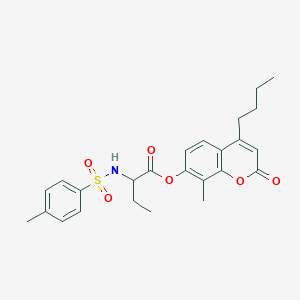 molecular formula C25H29NO6S B11151798 4-butyl-8-methyl-2-oxo-2H-chromen-7-yl 2-{[(4-methylphenyl)sulfonyl]amino}butanoate 