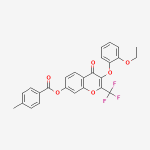 molecular formula C26H19F3O6 B11151817 3-(2-ethoxyphenoxy)-4-oxo-2-(trifluoromethyl)-4H-chromen-7-yl 4-methylbenzoate 