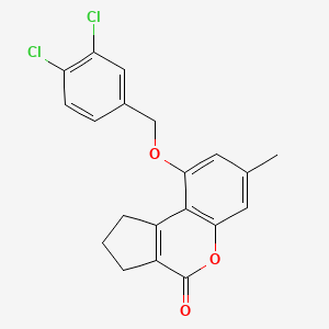 molecular formula C20H16Cl2O3 B11151818 9-[(3,4-dichlorobenzyl)oxy]-7-methyl-2,3-dihydrocyclopenta[c]chromen-4(1H)-one 