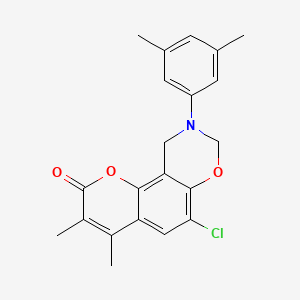 6-chloro-9-(3,5-dimethylphenyl)-3,4-dimethyl-9,10-dihydro-2H,8H-chromeno[8,7-e][1,3]oxazin-2-one