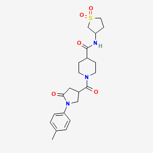 molecular formula C22H29N3O5S B11151860 N-(1,1-dioxidotetrahydrothiophen-3-yl)-1-{[1-(4-methylphenyl)-5-oxopyrrolidin-3-yl]carbonyl}piperidine-4-carboxamide 