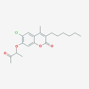 molecular formula C20H25ClO4 B11151909 6-chloro-3-hexyl-4-methyl-7-[(3-oxobutan-2-yl)oxy]-2H-chromen-2-one 