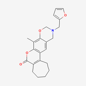 11-(2-furylmethyl)-8-methyl-2,3,4,5,11,12-hexahydro-10H-cyclohepta[3,4]chromeno[6,7-e][1,3]oxazin-6(1H)-one