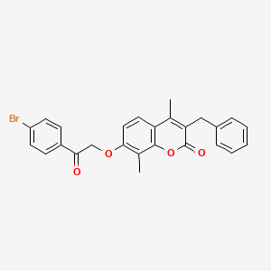 molecular formula C26H21BrO4 B11151933 3-benzyl-7-[2-(4-bromophenyl)-2-oxoethoxy]-4,8-dimethyl-2H-chromen-2-one 