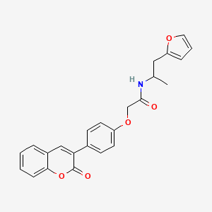 molecular formula C24H21NO5 B11151937 N-[1-(furan-2-yl)propan-2-yl]-2-[4-(2-oxo-2H-chromen-3-yl)phenoxy]acetamide 