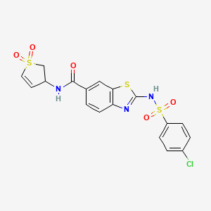 (2E)-2-{[(4-chlorophenyl)sulfonyl]imino}-N-(1,1-dioxido-2,3-dihydrothiophen-3-yl)-2,3-dihydro-1,3-benzothiazole-6-carboxamide