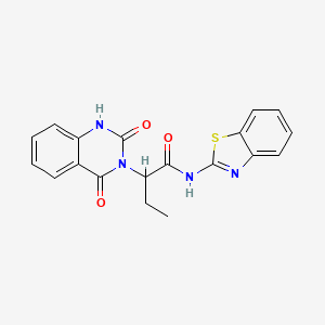 molecular formula C19H16N4O3S B11152101 N-(1,3-benzothiazol-2-yl)-2-(2-hydroxy-4-oxoquinazolin-3(4H)-yl)butanamide 