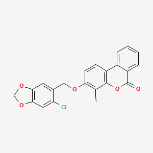 molecular formula C22H15ClO5 B11152135 3-[(6-chloro-1,3-benzodioxol-5-yl)methoxy]-4-methyl-6H-benzo[c]chromen-6-one 