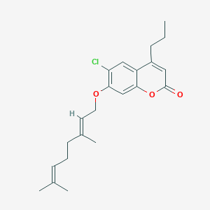 molecular formula C22H27ClO3 B11152184 6-chloro-7-{[(2E)-3,7-dimethyl-2,6-octadien-1-yl]oxy}-4-propyl-2H-chromen-2-one 