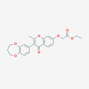 molecular formula C23H22O7 B11152224 ethyl {[3-(3,4-dihydro-2H-1,5-benzodioxepin-7-yl)-2-methyl-4-oxo-4H-chromen-7-yl]oxy}acetate 