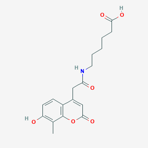 molecular formula C18H21NO6 B11152307 6-{[(7-hydroxy-8-methyl-2-oxo-2H-chromen-4-yl)acetyl]amino}hexanoic acid 