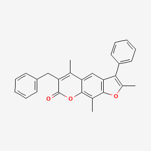 molecular formula C27H22O3 B11152333 6-benzyl-2,5,9-trimethyl-3-phenyl-7H-furo[3,2-g]chromen-7-one 