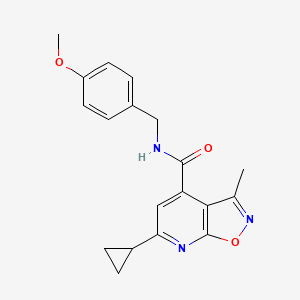 molecular formula C19H19N3O3 B11152338 6-cyclopropyl-N-(4-methoxybenzyl)-3-methylisoxazolo[5,4-b]pyridine-4-carboxamide 