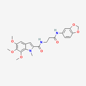 molecular formula C23H25N3O7 B11152369 N-[3-(1,3-benzodioxol-5-ylamino)-3-oxopropyl]-5,6,7-trimethoxy-1-methyl-1H-indole-2-carboxamide 