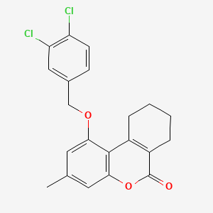 molecular formula C21H18Cl2O3 B11152377 1-[(3,4-dichlorobenzyl)oxy]-3-methyl-7,8,9,10-tetrahydro-6H-benzo[c]chromen-6-one 