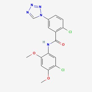 molecular formula C16H13Cl2N5O3 B11152425 2-chloro-N-(5-chloro-2,4-dimethoxyphenyl)-5-(1H-tetrazol-1-yl)benzamide 