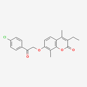 molecular formula C21H19ClO4 B11152427 7-[2-(4-chlorophenyl)-2-oxoethoxy]-3-ethyl-4,8-dimethyl-2H-chromen-2-one 