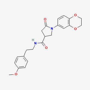 molecular formula C22H24N2O5 B11152444 1-(2,3-dihydro-1,4-benzodioxin-6-yl)-N-(4-methoxyphenethyl)-5-oxo-3-pyrrolidinecarboxamide 