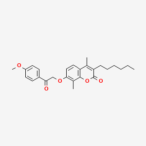 3-hexyl-7-[2-(4-methoxyphenyl)-2-oxoethoxy]-4,8-dimethyl-2H-chromen-2-one