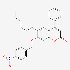 6-hexyl-7-[(4-nitrophenyl)methoxy]-4-phenyl-2H-chromen-2-one