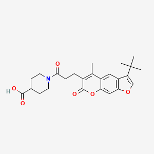 molecular formula C25H29NO6 B11152507 1-[3-(3-tert-butyl-5-methyl-7-oxo-7H-furo[3,2-g]chromen-6-yl)propanoyl]piperidine-4-carboxylic acid 