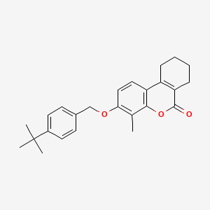 molecular formula C25H28O3 B11152522 3-[(4-tert-butylbenzyl)oxy]-4-methyl-7,8,9,10-tetrahydro-6H-benzo[c]chromen-6-one 