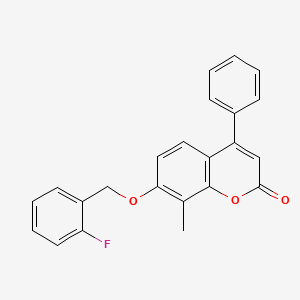 molecular formula C23H17FO3 B11152625 7-[(2-fluorobenzyl)oxy]-8-methyl-4-phenyl-2H-chromen-2-one 