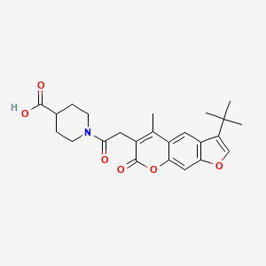 molecular formula C24H27NO6 B11152663 1-[(3-tert-butyl-5-methyl-7-oxo-7H-furo[3,2-g]chromen-6-yl)acetyl]piperidine-4-carboxylic acid 