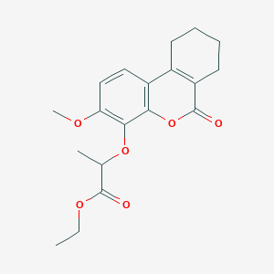 molecular formula C19H22O6 B11152704 ethyl 2-[(3-methoxy-6-oxo-7,8,9,10-tetrahydro-6H-benzo[c]chromen-4-yl)oxy]propanoate 