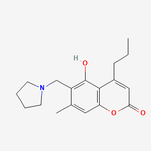 molecular formula C18H23NO3 B11152710 5-hydroxy-7-methyl-4-propyl-6-(1-pyrrolidinylmethyl)-2H-chromen-2-one 