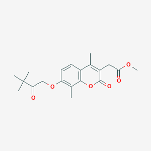 molecular formula C20H24O6 B11152713 methyl [7-(3,3-dimethyl-2-oxobutoxy)-4,8-dimethyl-2-oxo-2H-chromen-3-yl]acetate 