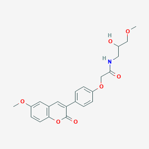 molecular formula C22H23NO7 B11152728 N-(2-hydroxy-3-methoxypropyl)-2-[4-(6-methoxy-2-oxo-2H-chromen-3-yl)phenoxy]acetamide 