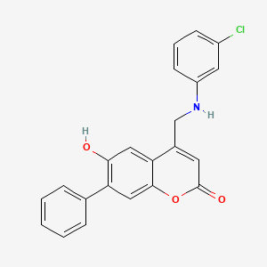 molecular formula C22H16ClNO3 B11152737 4-[(3-chloroanilino)methyl]-6-hydroxy-7-phenyl-2H-chromen-2-one 