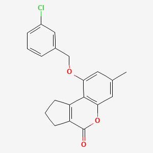 molecular formula C20H17ClO3 B11152771 9-[(3-chlorobenzyl)oxy]-7-methyl-2,3-dihydrocyclopenta[c]chromen-4(1H)-one 