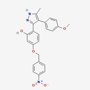 molecular formula C24H21N3O5 B11152772 2-[4-(4-methoxyphenyl)-5-methyl-1H-pyrazol-3-yl]-5-[(4-nitrobenzyl)oxy]phenol 